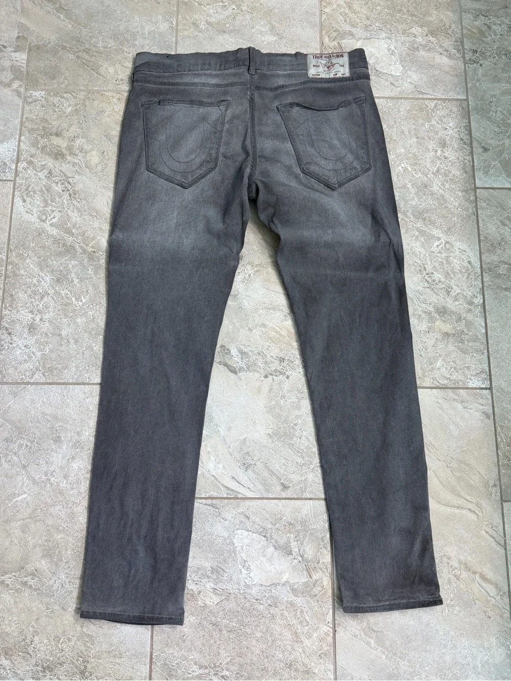 True Religion Men's Rocco Relaxed Skinny Gray Washed Jeans